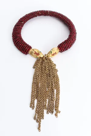 Red Beaded Snake Chain Collar