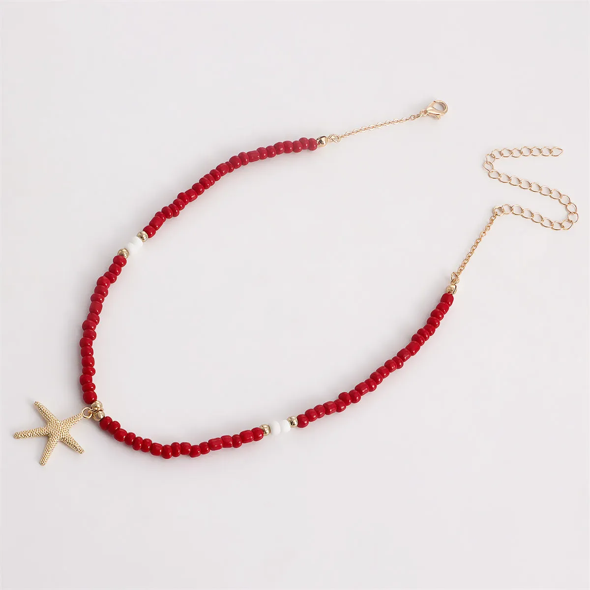 Red Howlite & 18K Gold-Plated Beaded Starfish Pendant Necklace