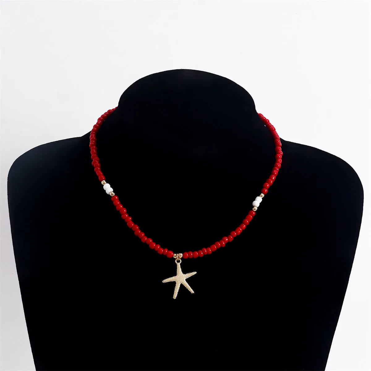 Red Howlite & 18K Gold-Plated Beaded Starfish Pendant Necklace