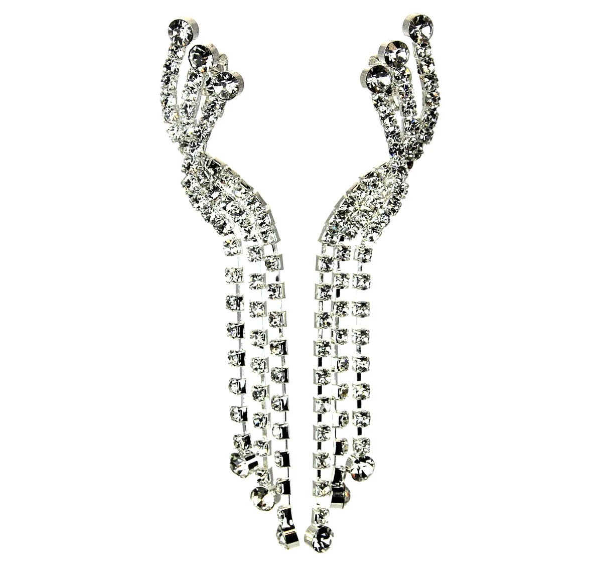 Rhinestone Chandelier Clip Earrings