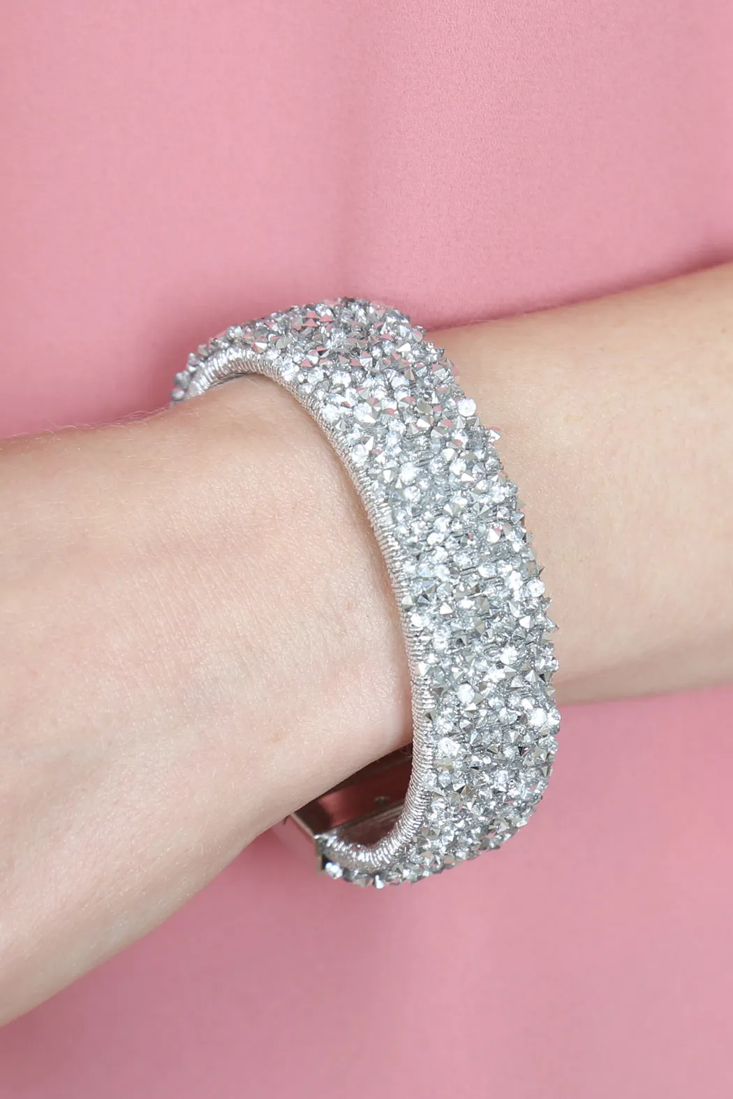 Rhinestone Embellished Magnetic Lock Bracelet