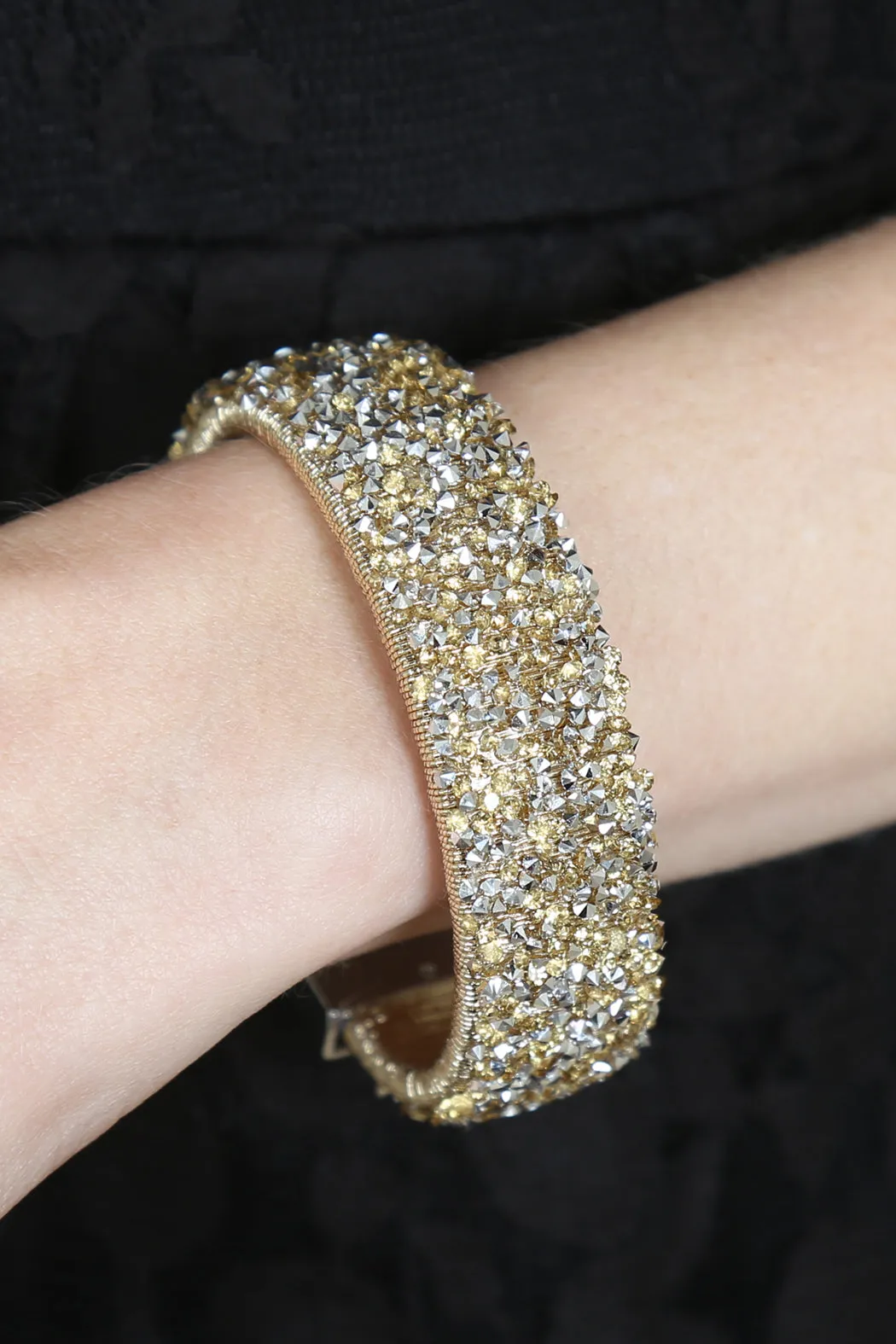 Rhinestone Embellished Magnetic Lock Bracelet