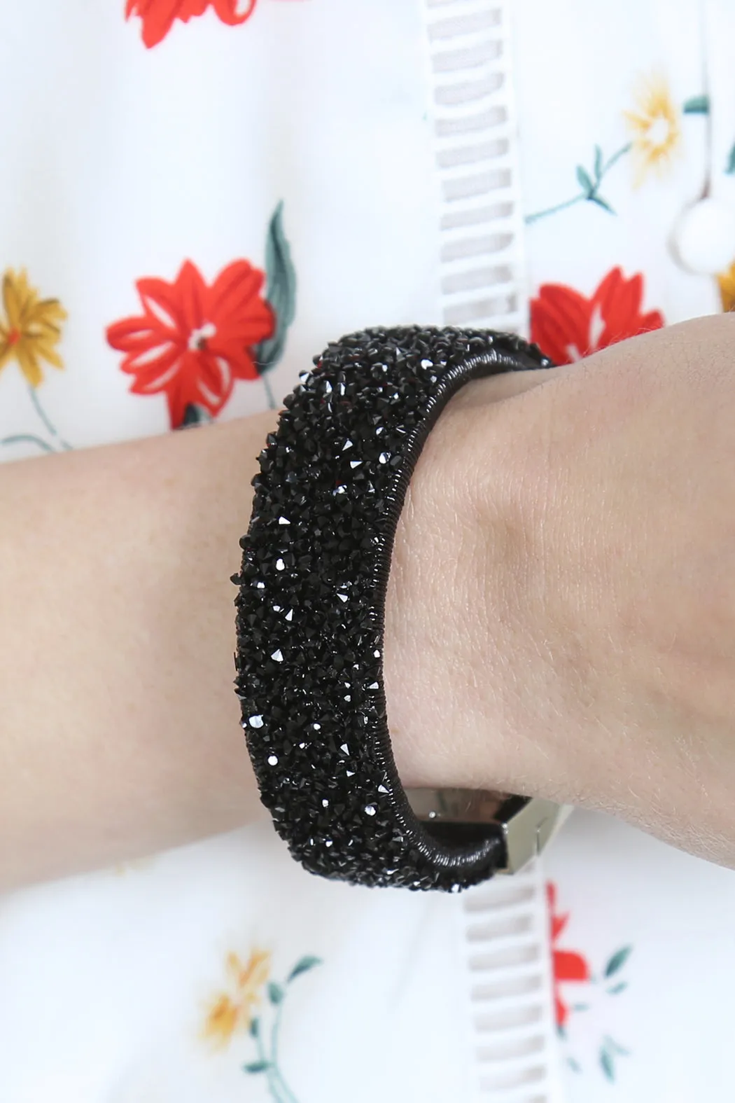 Rhinestone Embellished Magnetic Lock Bracelet
