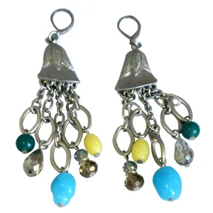 RHODIUM-BLUE MIX EARRINGS  #SE32364_ROD-BLU_MIX (BG6)
