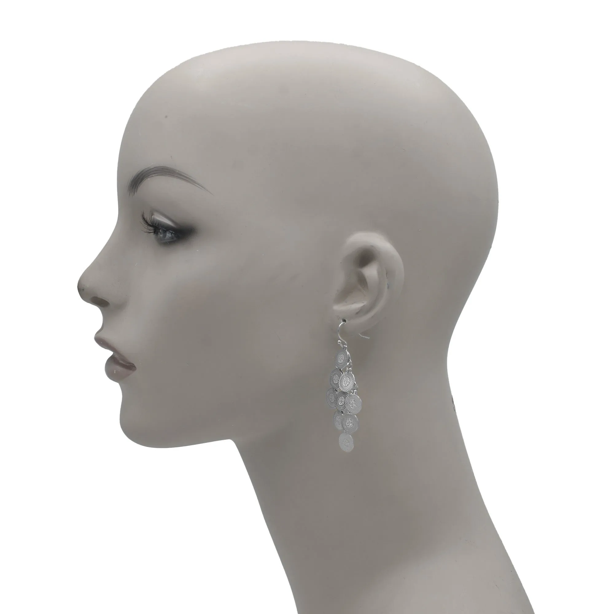 Rhodium Multi Circle Chandelier Earring #HNE90853RD (OH19)