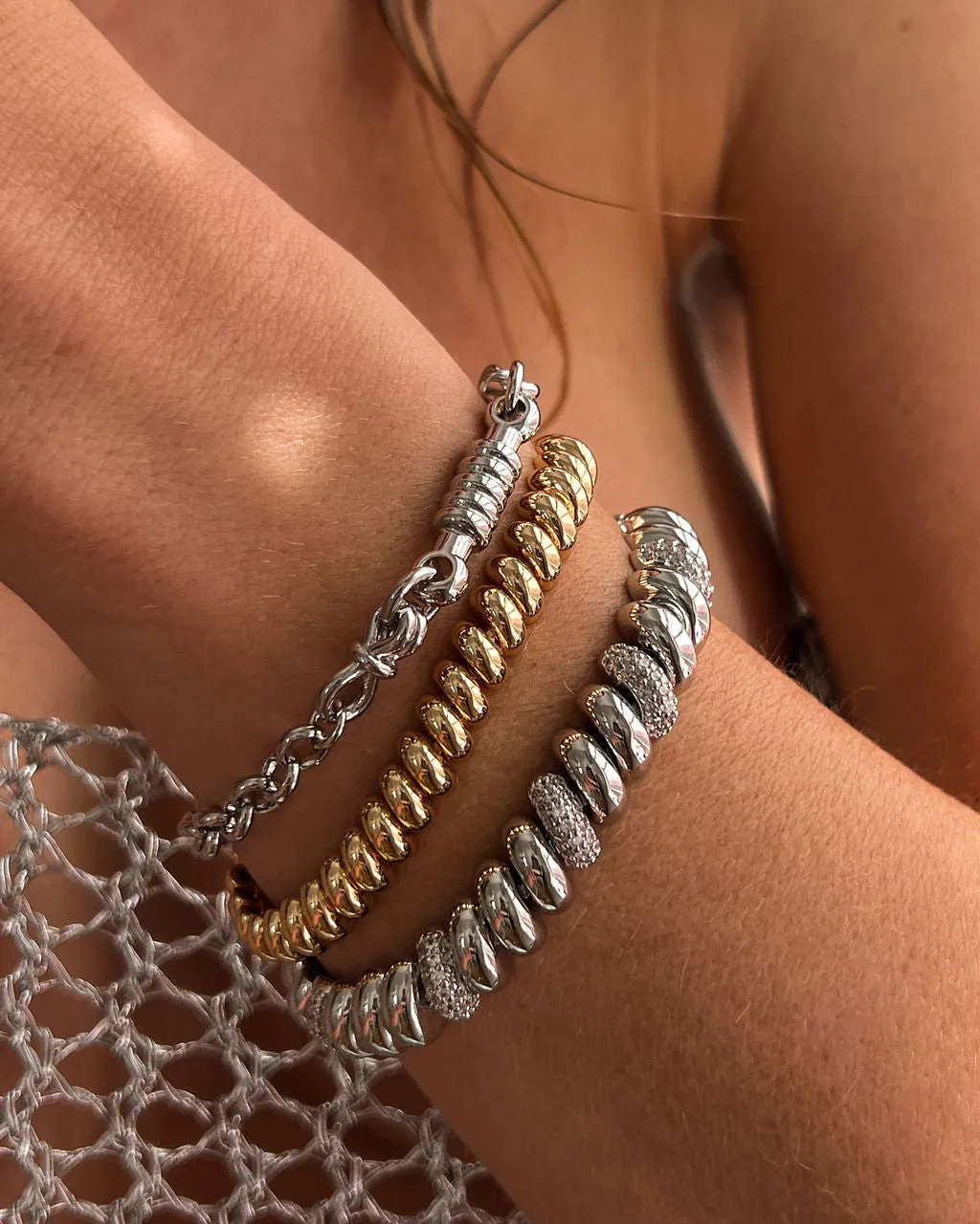 Ridged Marbella Bracelet- Gold