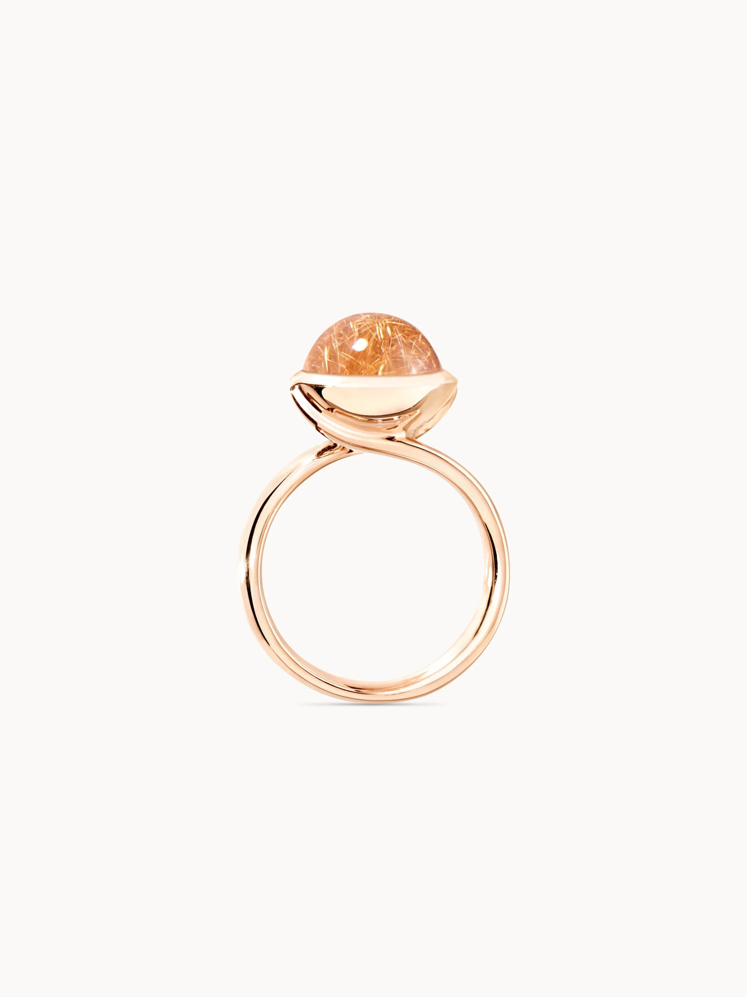 Ring BOUTON large rutilated Quartz red Rutilated Quartz