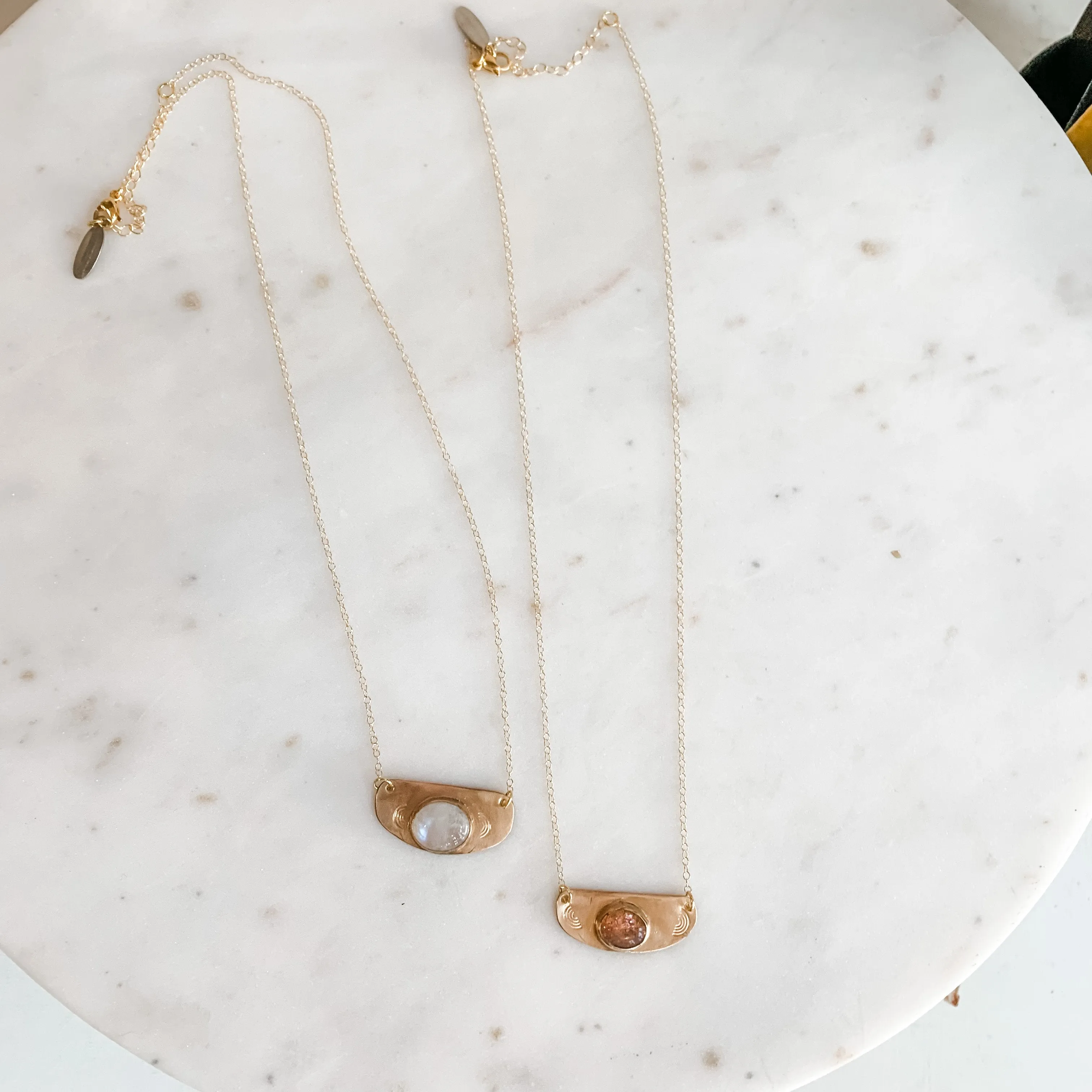 Rising Sun Gold Gemstone Dainty Necklace - Pre order