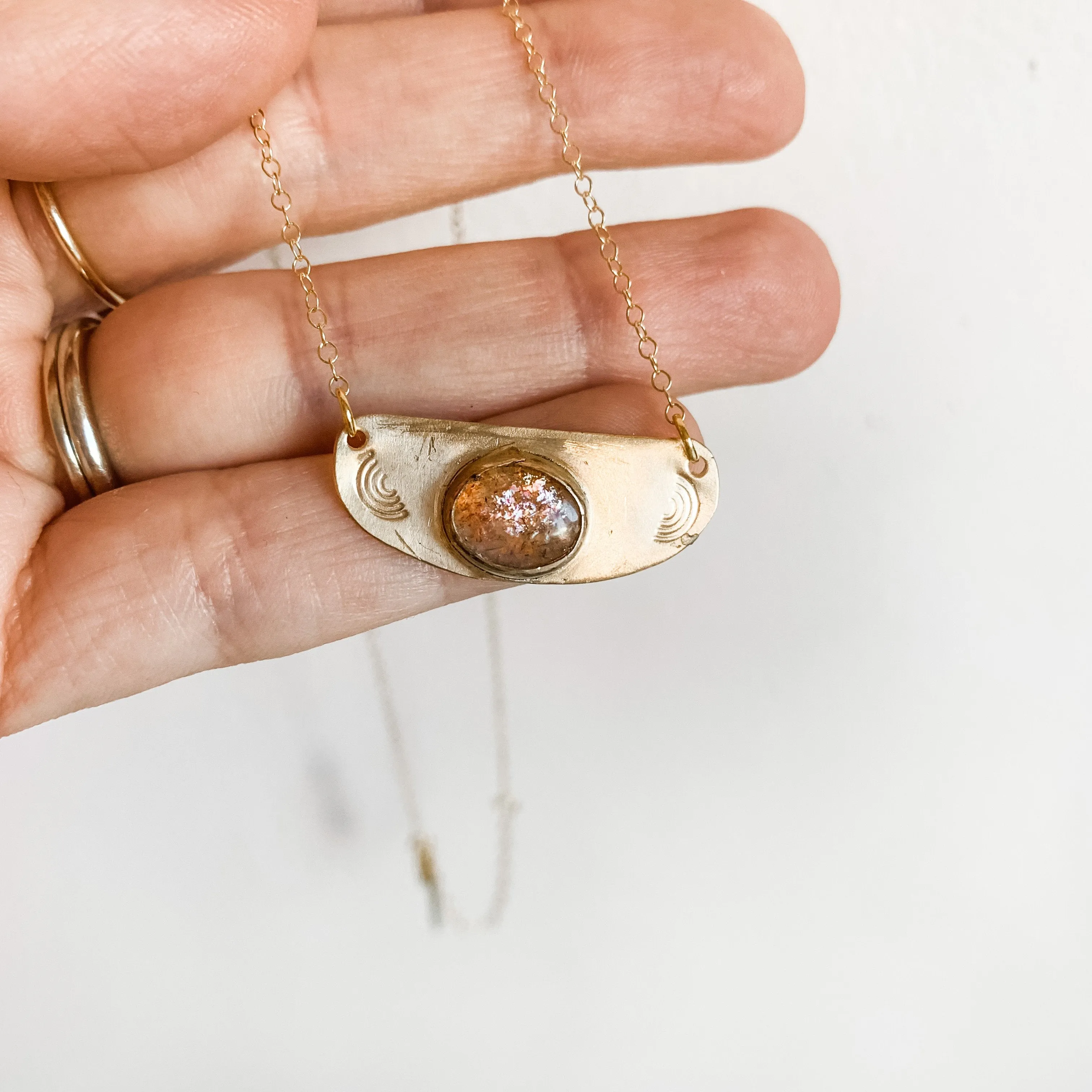 Rising Sun Gold Gemstone Dainty Necklace - Pre order