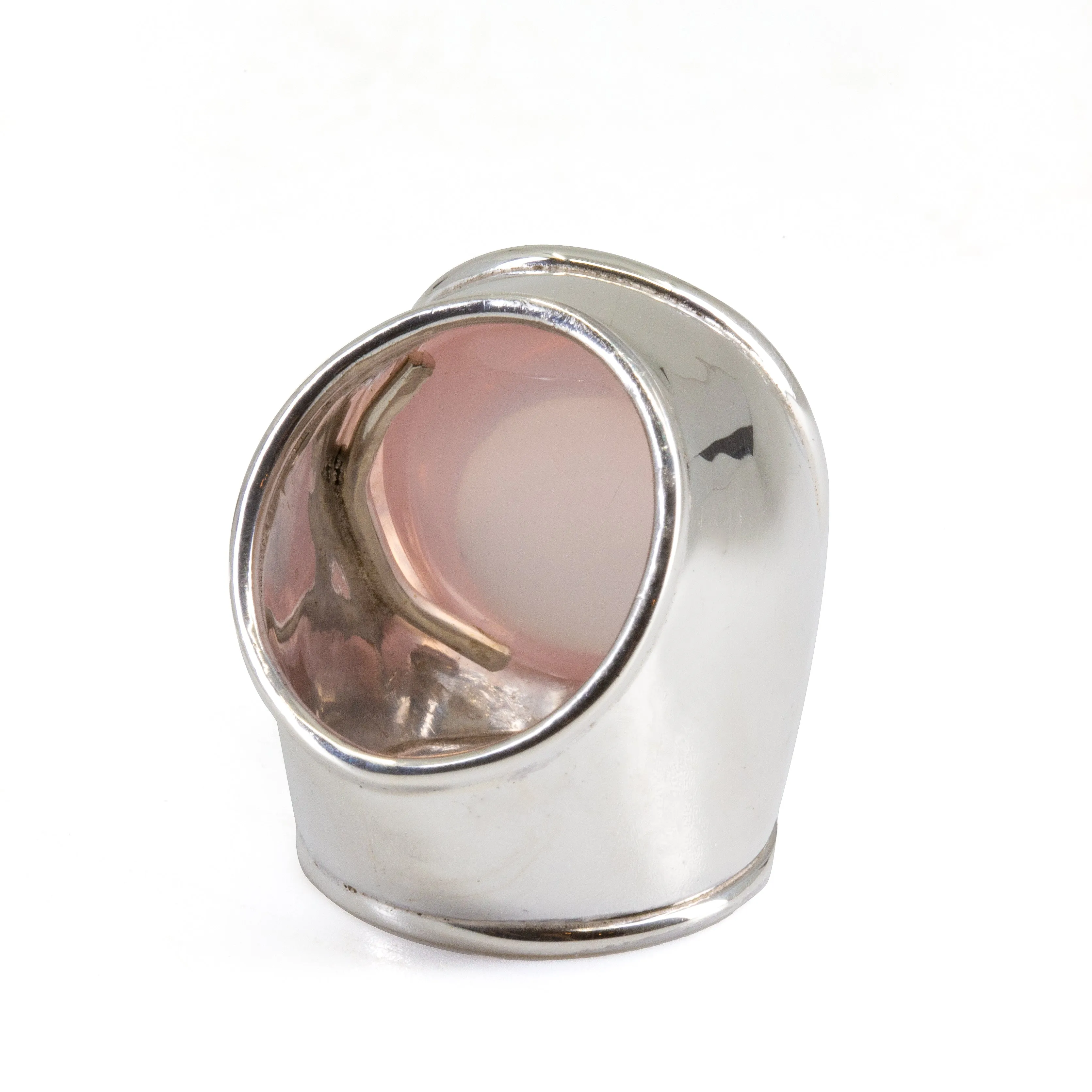 Rose Quartz 76.56ct Cabochon Sterling Silver Handcrafted Ring
