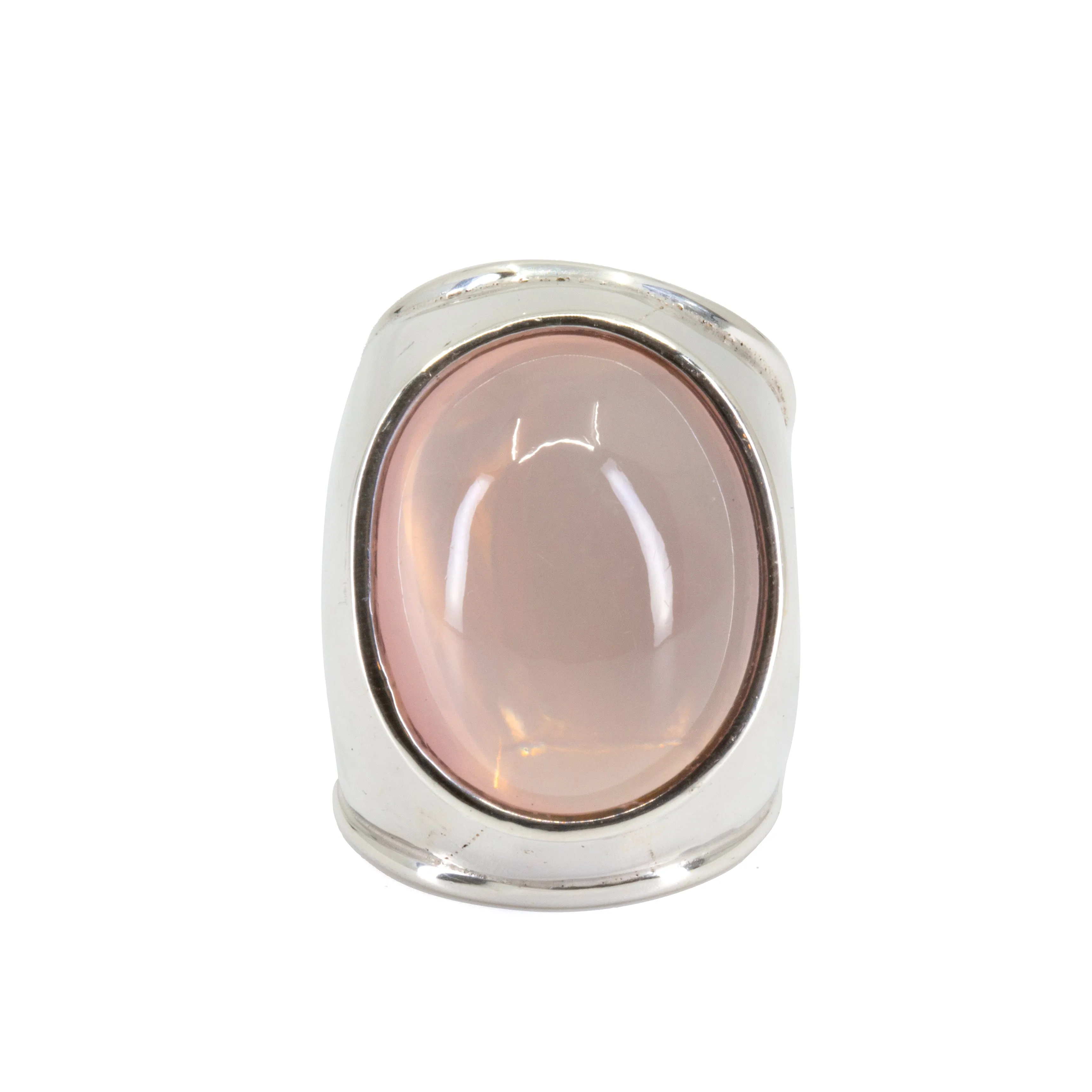Rose Quartz 76.56ct Cabochon Sterling Silver Handcrafted Ring