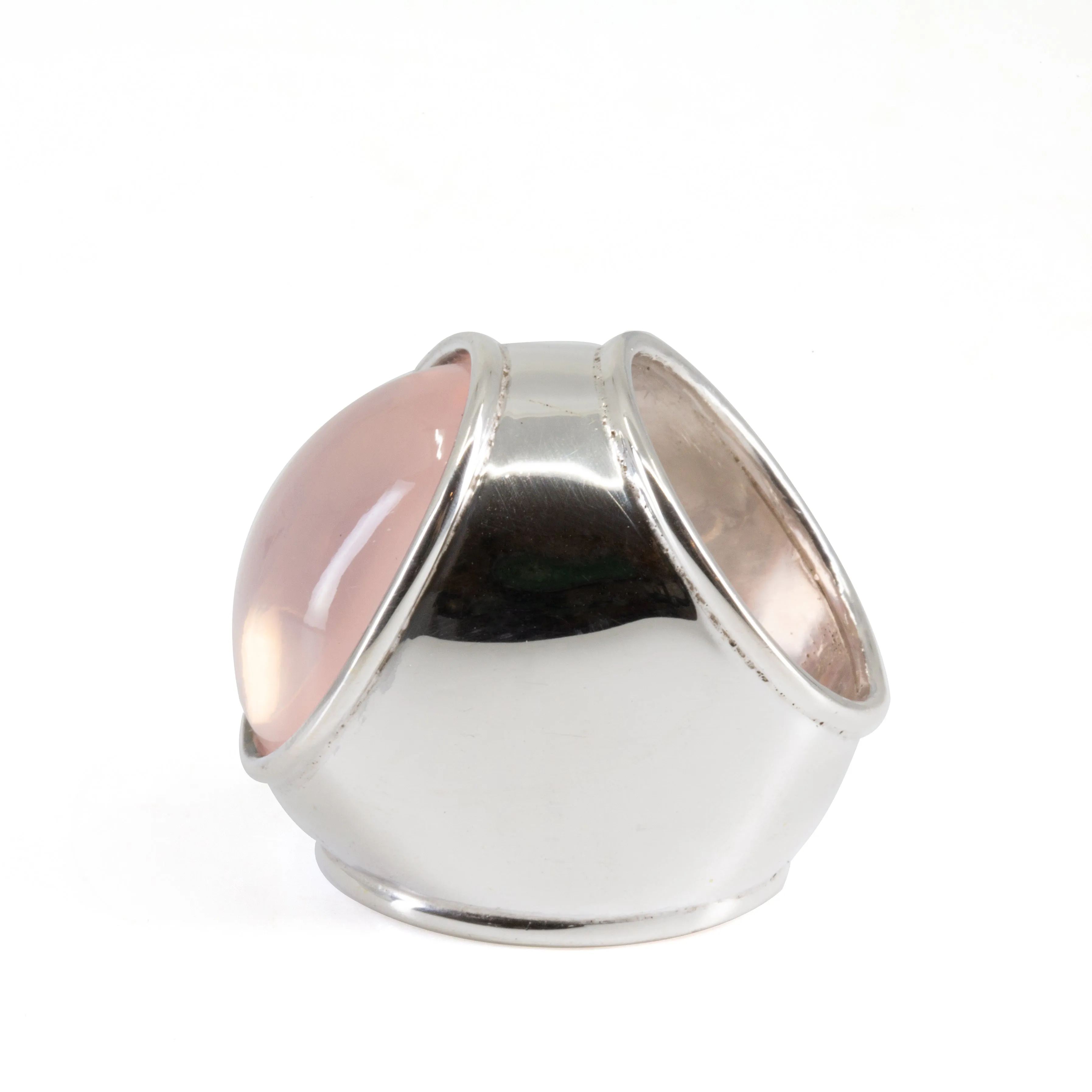 Rose Quartz 76.56ct Cabochon Sterling Silver Handcrafted Ring