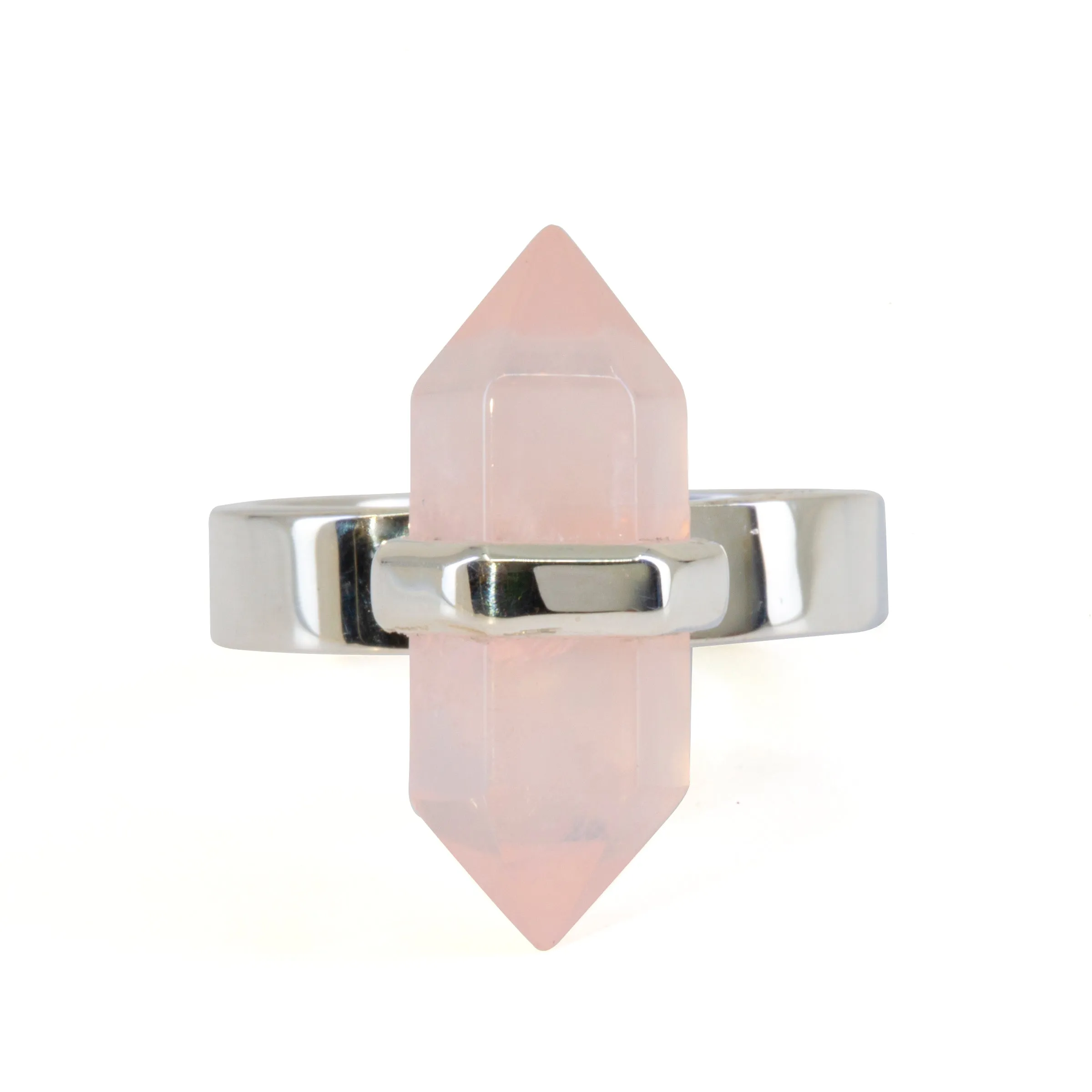 Rose Quartz 8.82 Carat Polished Crystal Handcrafted Sterling Silver Ring