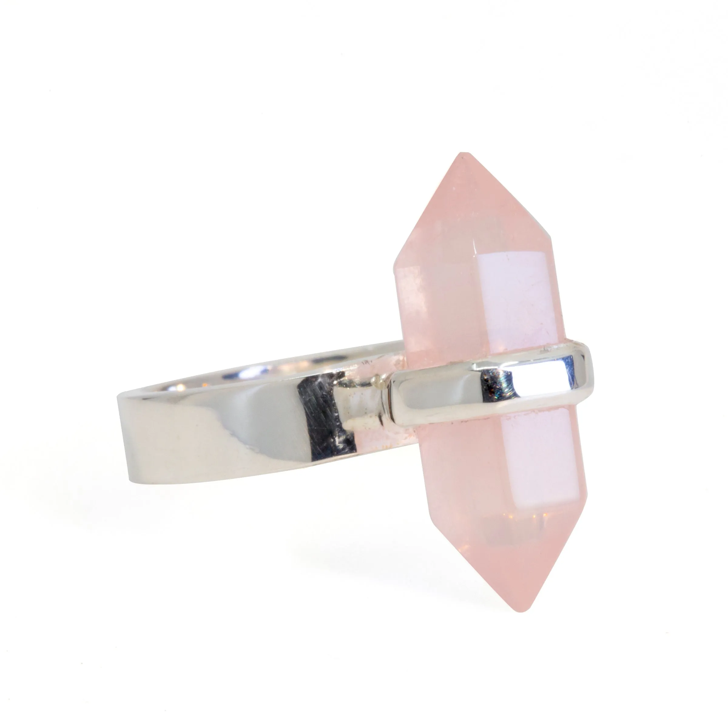 Rose Quartz 8.82 Carat Polished Crystal Handcrafted Sterling Silver Ring