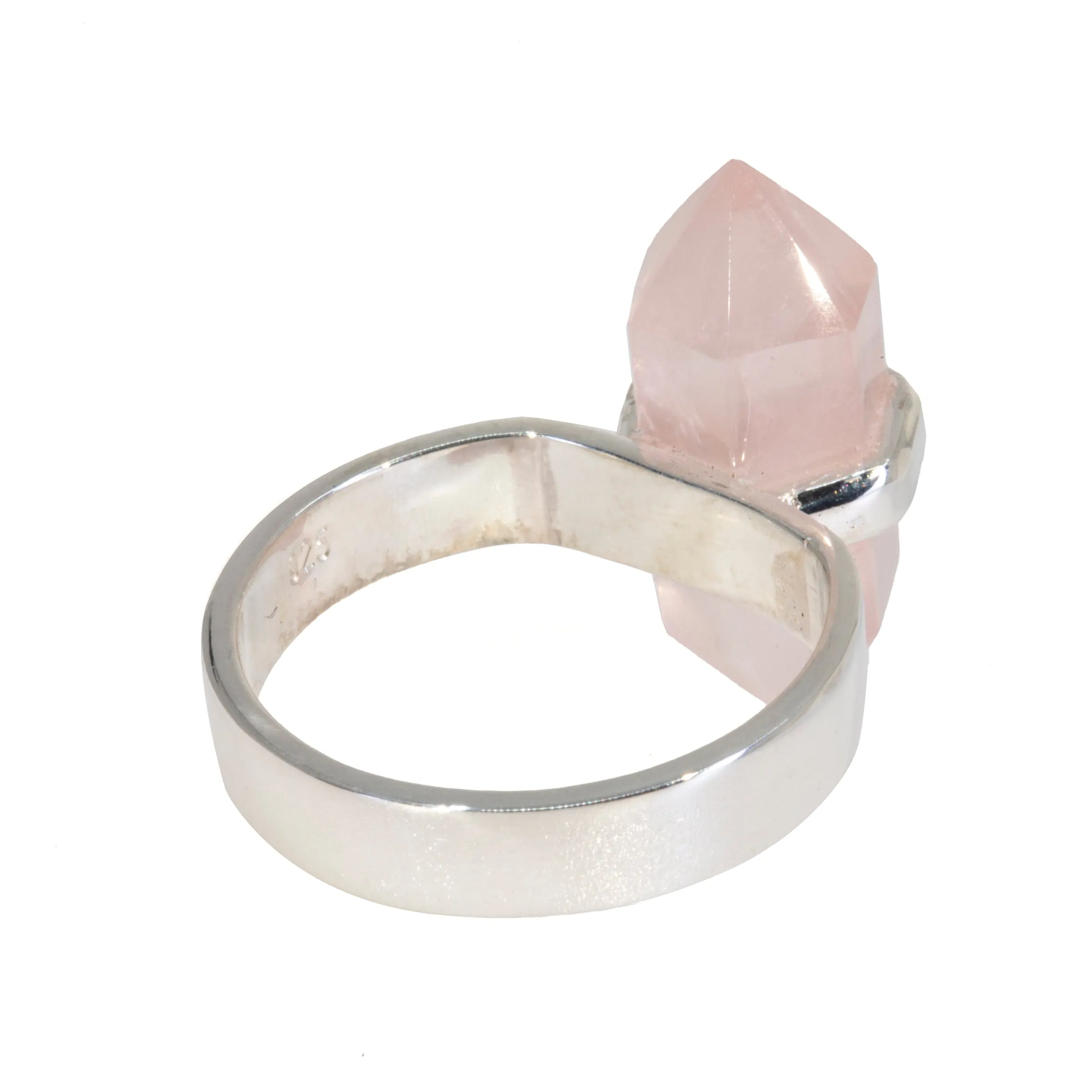 Rose Quartz 8.82 Carat Polished Crystal Handcrafted Sterling Silver Ring