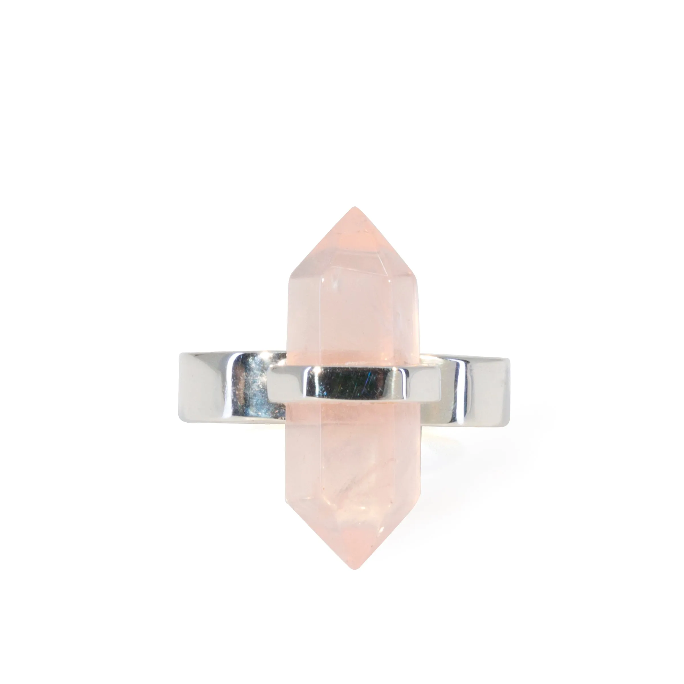Rose Quartz 9.16 Carat Polished Crystal Handcrafted Sterling Silver Ring