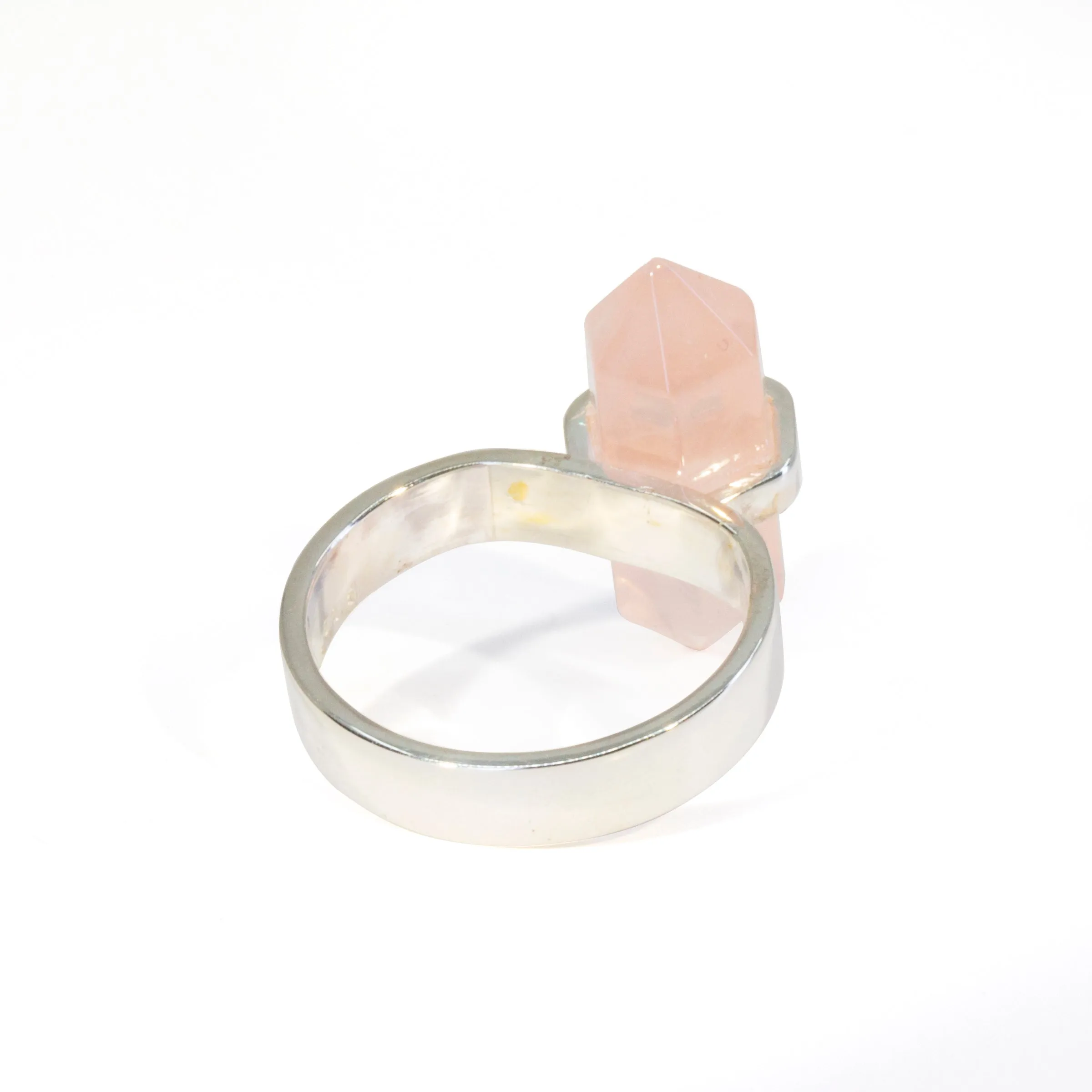 Rose Quartz 9.16 Carat Polished Crystal Handcrafted Sterling Silver Ring