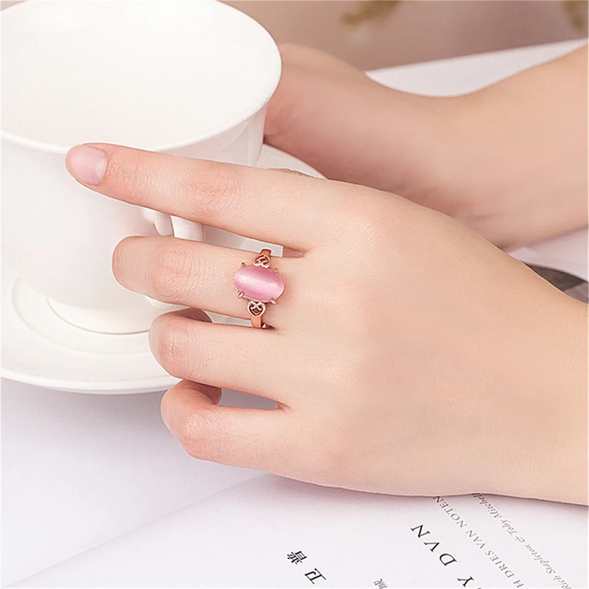 Rose Quartz & 18K Rose Gold-Plated Adjustable Ring
