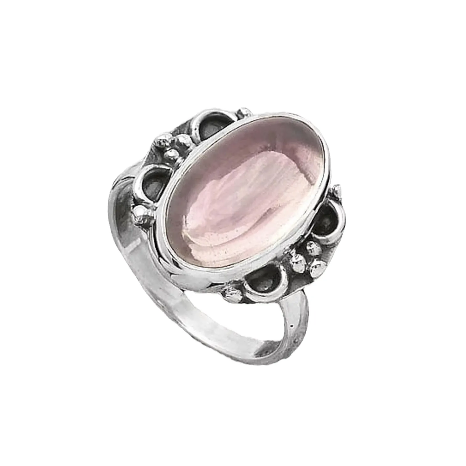 Rose Quartz Solid 925 Sterling Silver Ring 8
