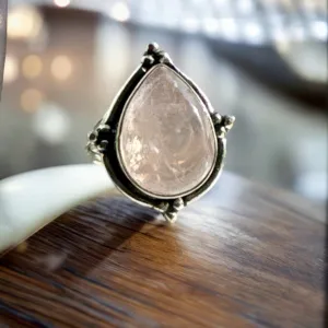 Rose Quartz Solid 925 Sterling Silver Ring 8
