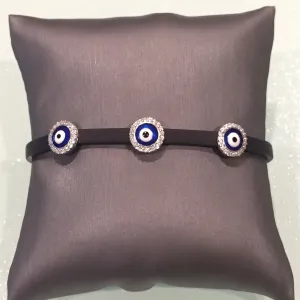 Round Leather Evil Eye Bracelet
