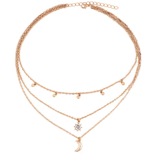 RscvonM New Boho Jewelry Multi Layer Beads Choker Necklaces for Women Sexy Moon Fashion Pendant Vintage Collier choker Necklace