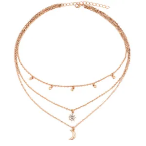 RscvonM New Boho Jewelry Multi Layer Beads Choker Necklaces for Women Sexy Moon Fashion Pendant Vintage Collier choker Necklace