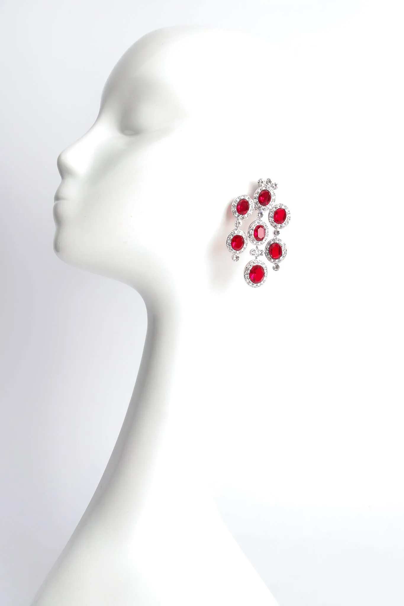 Ruby Rhinestone Chandelier Earrings