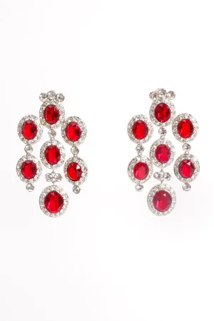 Ruby Rhinestone Chandelier Earrings