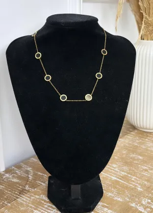 Saibh Black Circle Pendant Gold Necklace