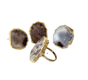 Set of 4 Hand Rounded Amethyst Agate Napkin Rings