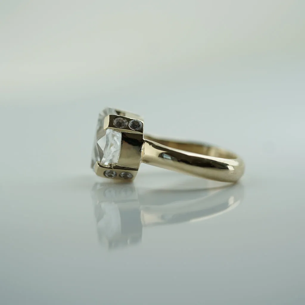 Shuriken Octagon Cut Gold solitaire ring