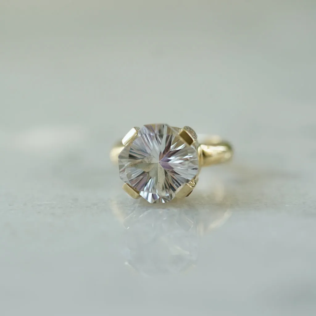 Shuriken Octagon Cut Gold solitaire ring