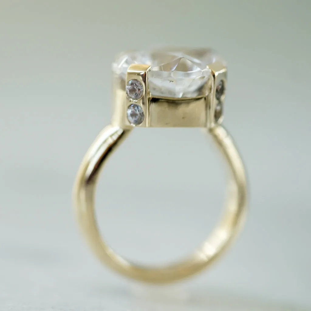 Shuriken Octagon Cut Gold solitaire ring