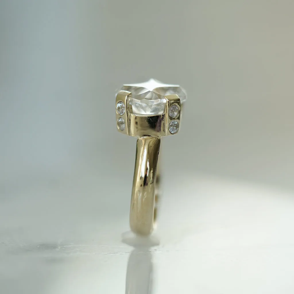 Shuriken Octagon Cut Gold solitaire ring