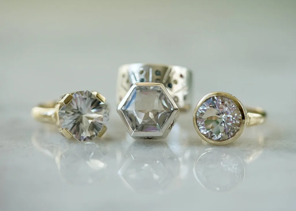 Shuriken Octagon Cut Gold solitaire ring