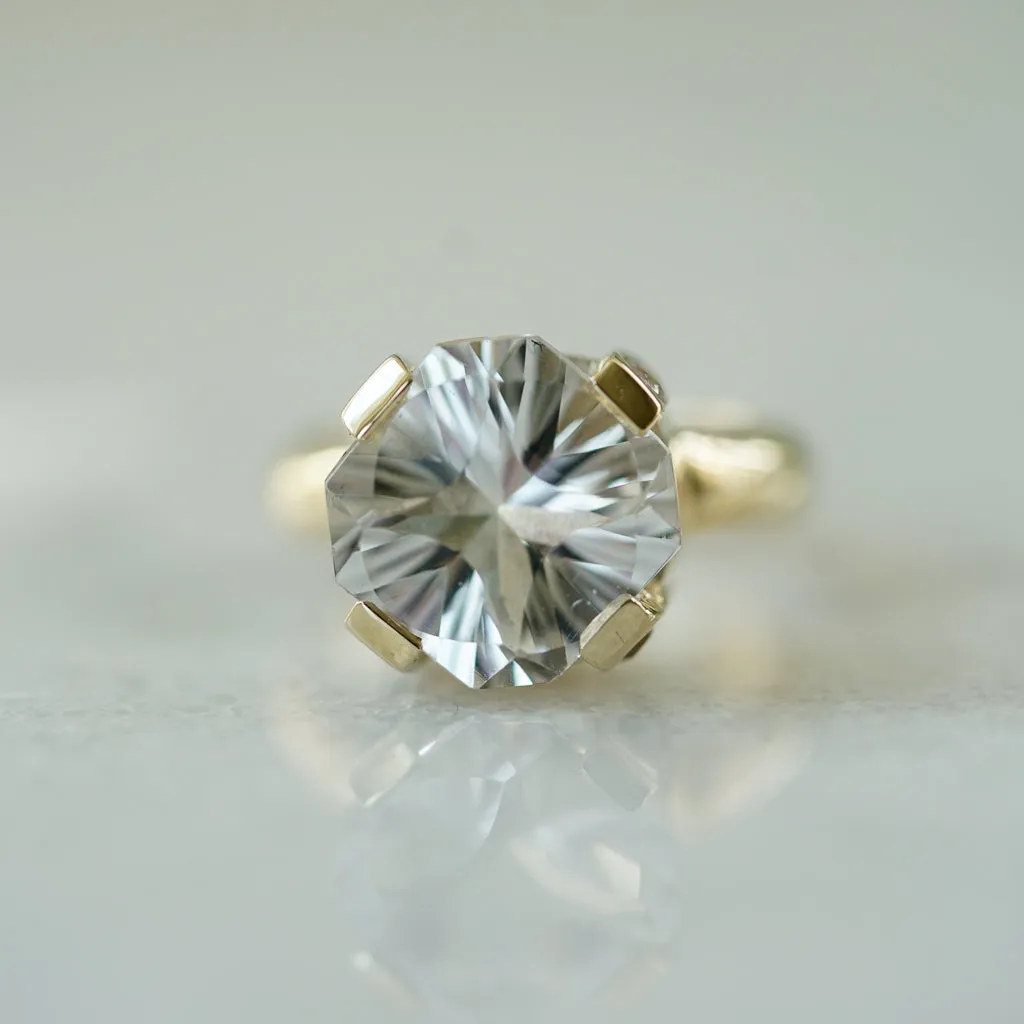 Shuriken Octagon Cut Gold solitaire ring
