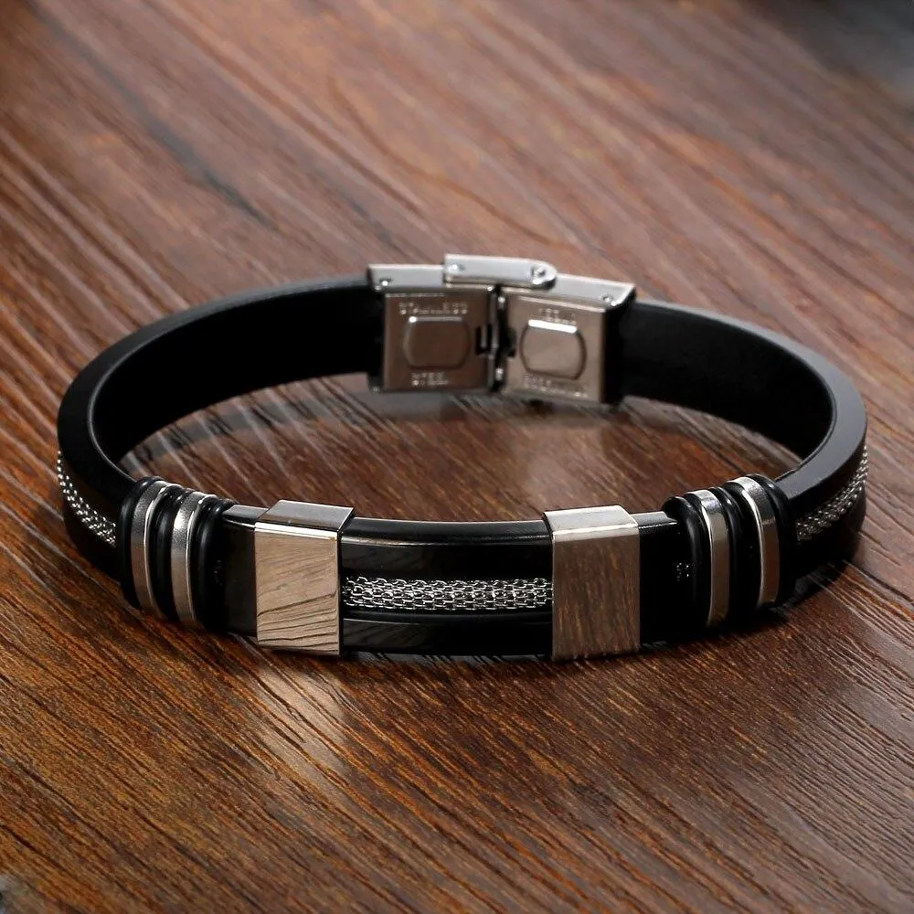 Silicone Bracelet Stainless Steel Bracelets & Bangles Casual & Sporty Fashion Men's Jewelry Best Man Gift