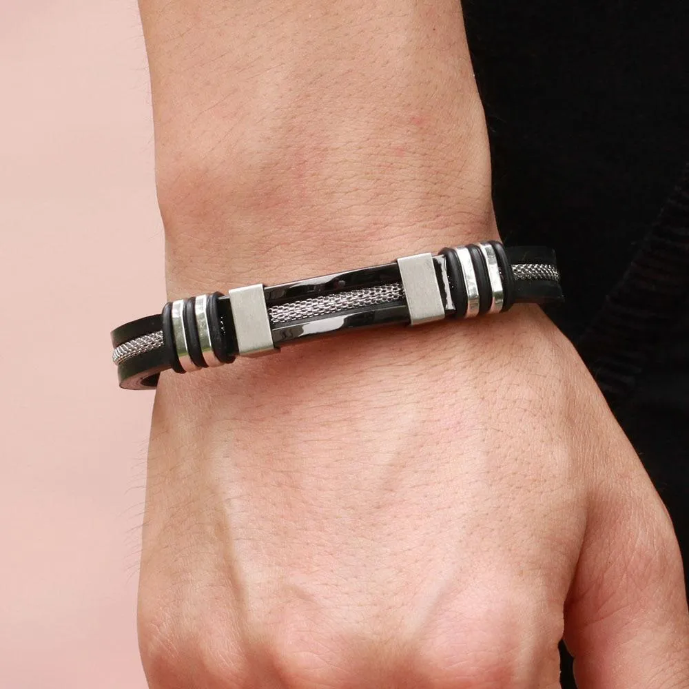 Silicone Bracelet Stainless Steel Bracelets & Bangles Casual & Sporty Fashion Men's Jewelry Best Man Gift
