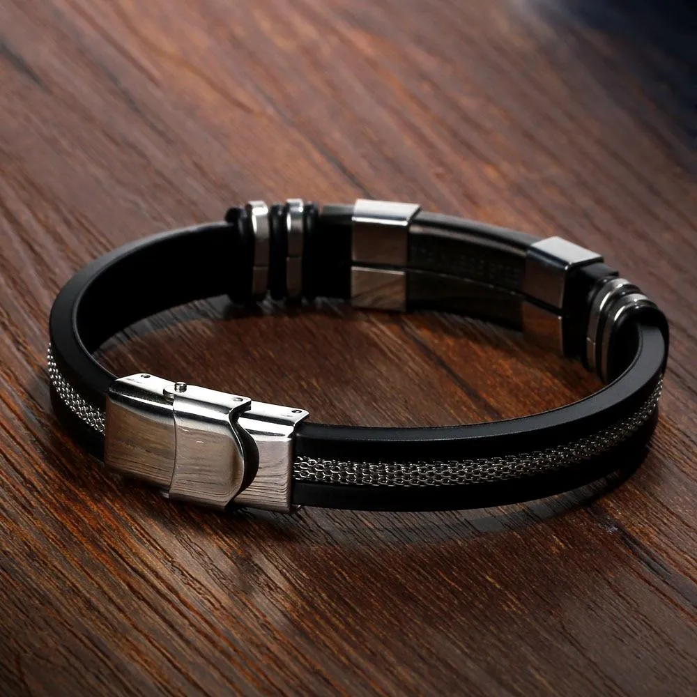 Silicone Bracelet Stainless Steel Bracelets & Bangles Casual & Sporty Fashion Men's Jewelry Best Man Gift