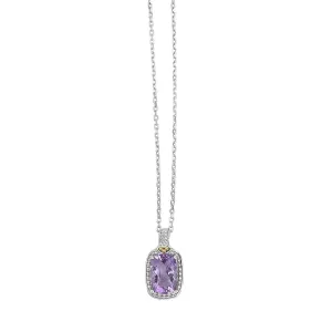Silver & 18K Gold Cushion-Cut Amethyst Necklace