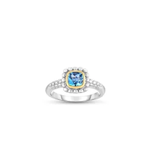 Silver & 18K Gold Prosecco Quadra Blue Topaz Ring
