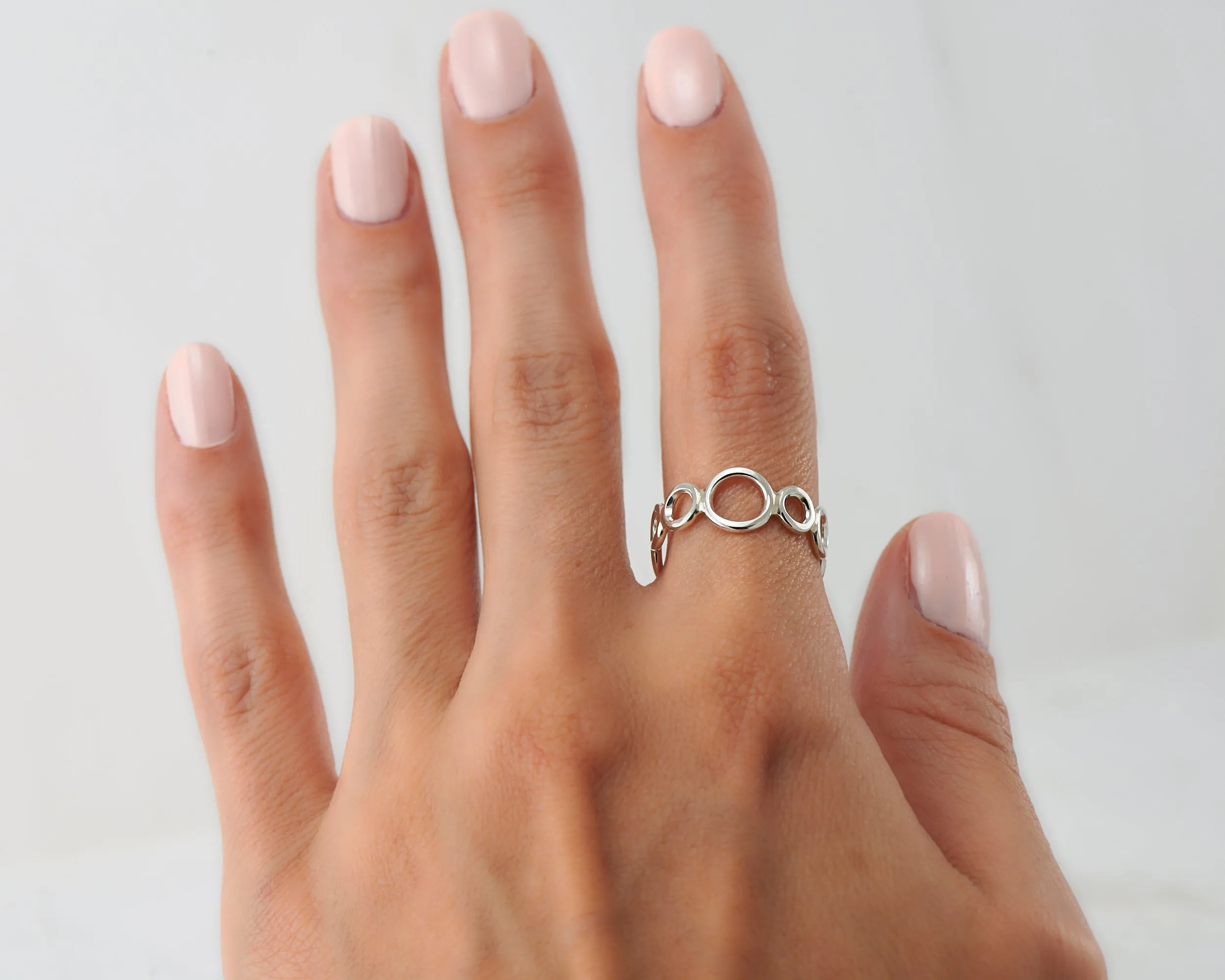 Silver Circles Statement Ring