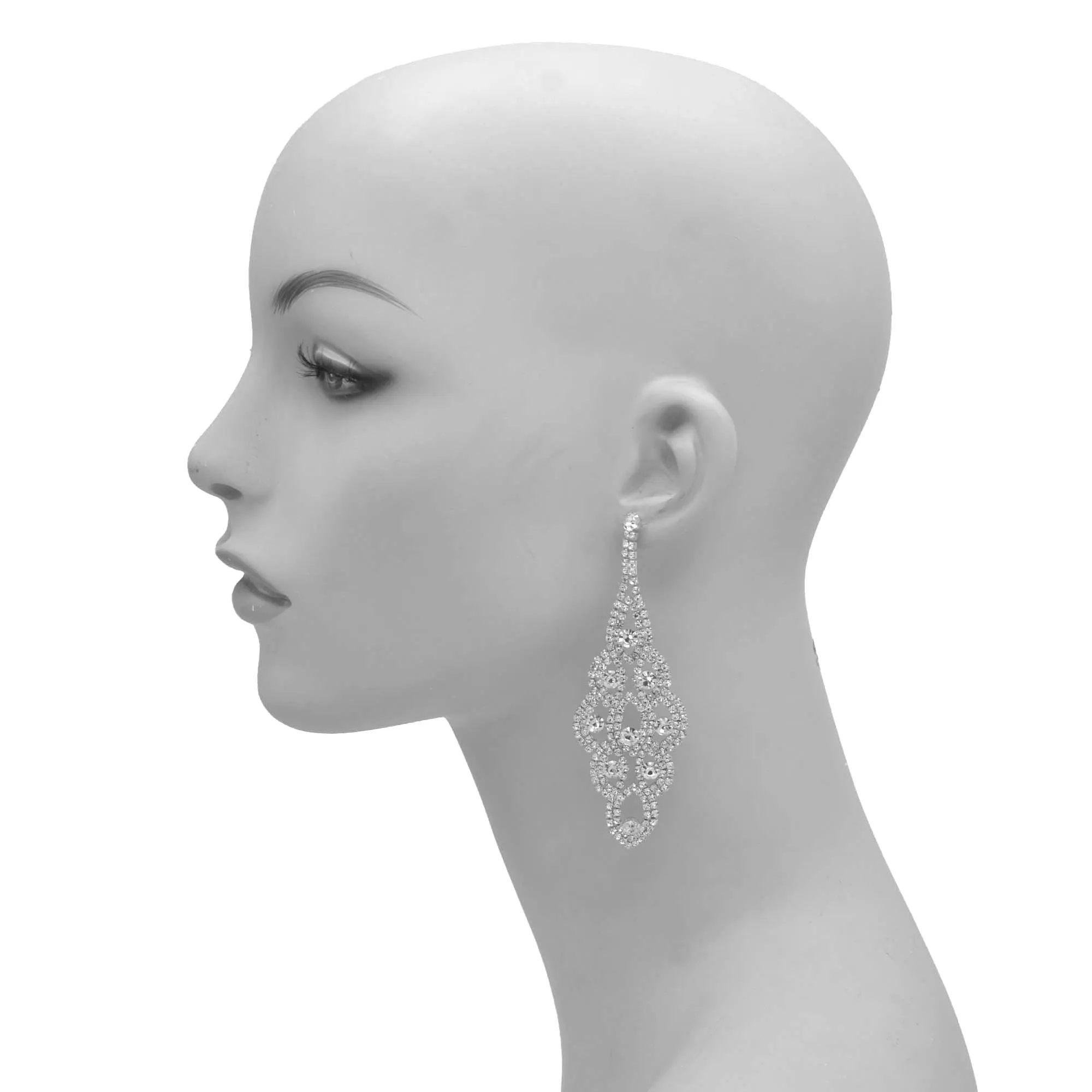 SILVER CRYSTAL CHANDELIER EARRINGS #26432CR-S (LB21)