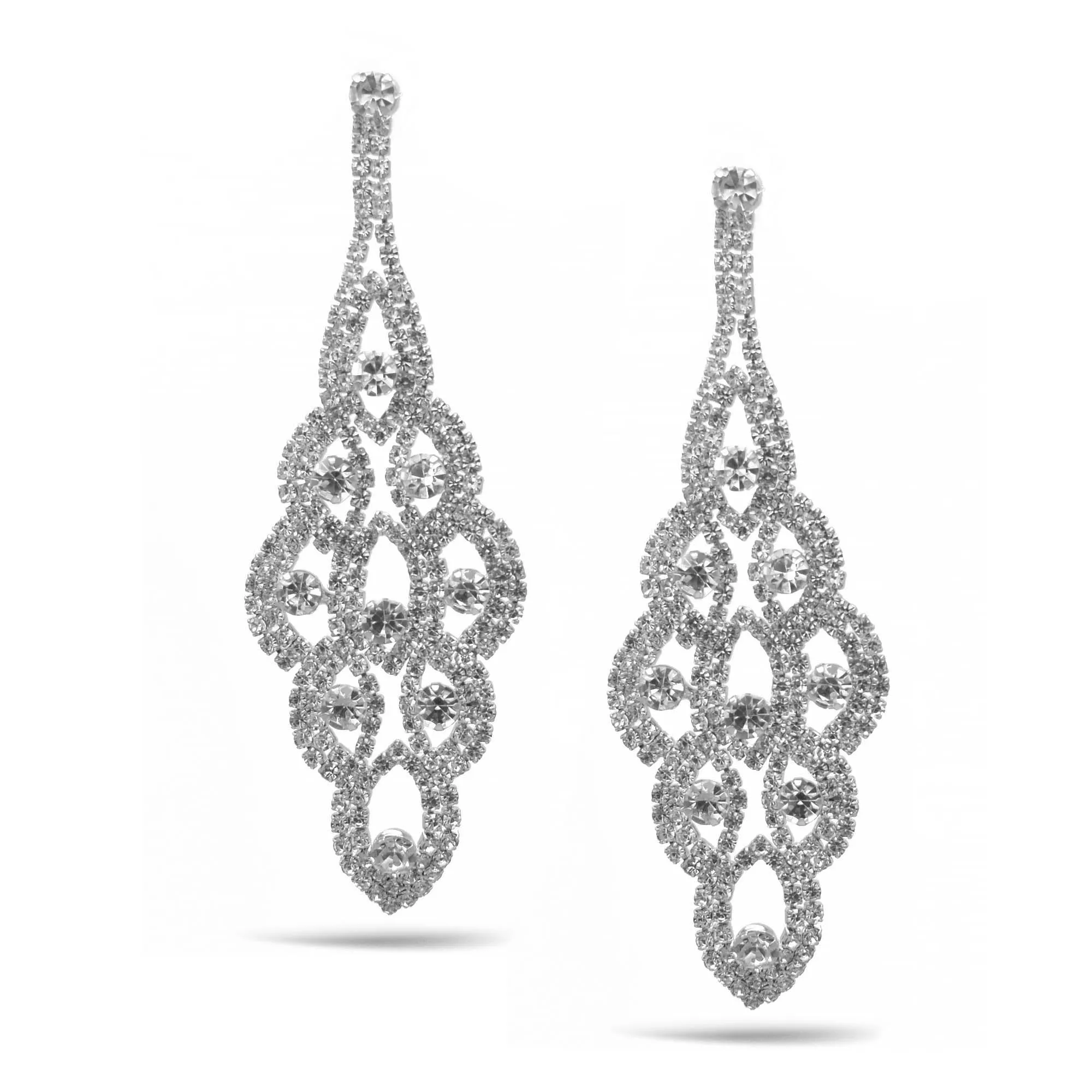SILVER CRYSTAL CHANDELIER EARRINGS #26432CR-S (LB21)