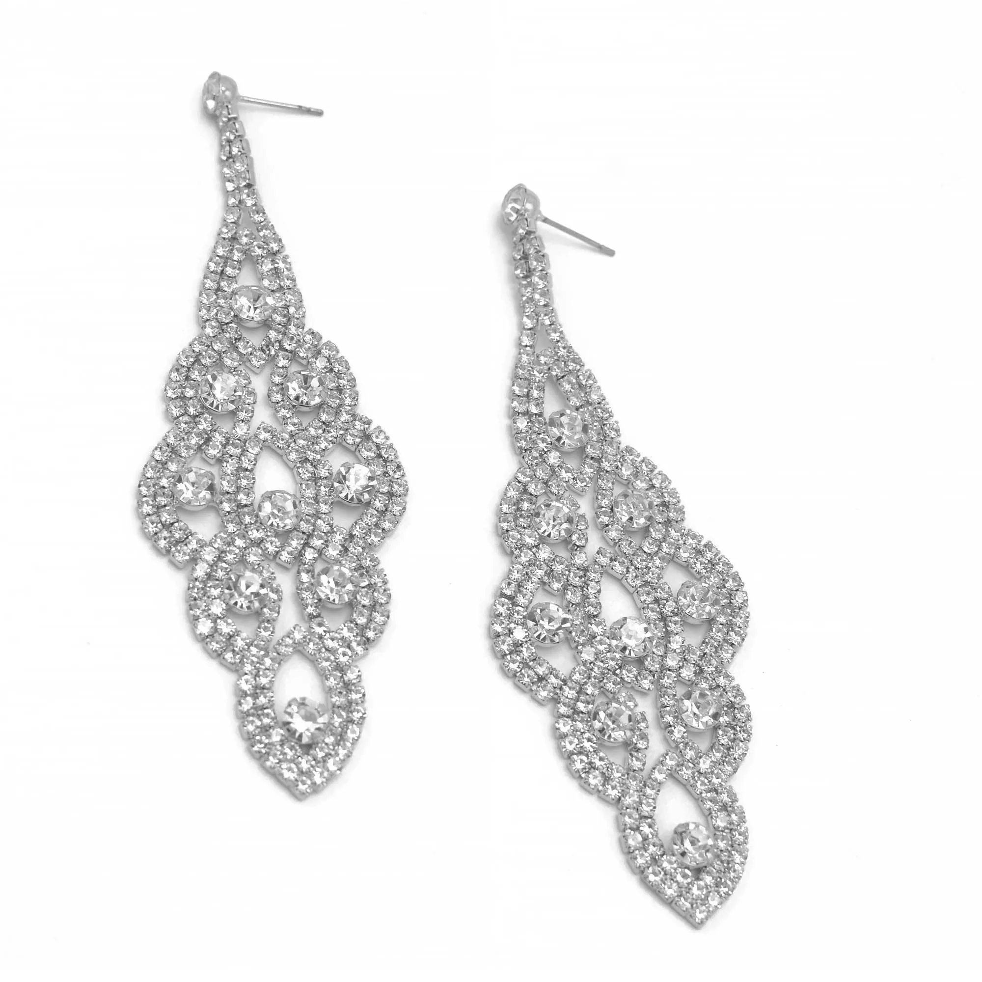 SILVER CRYSTAL CHANDELIER EARRINGS #26432CR-S (LB21)