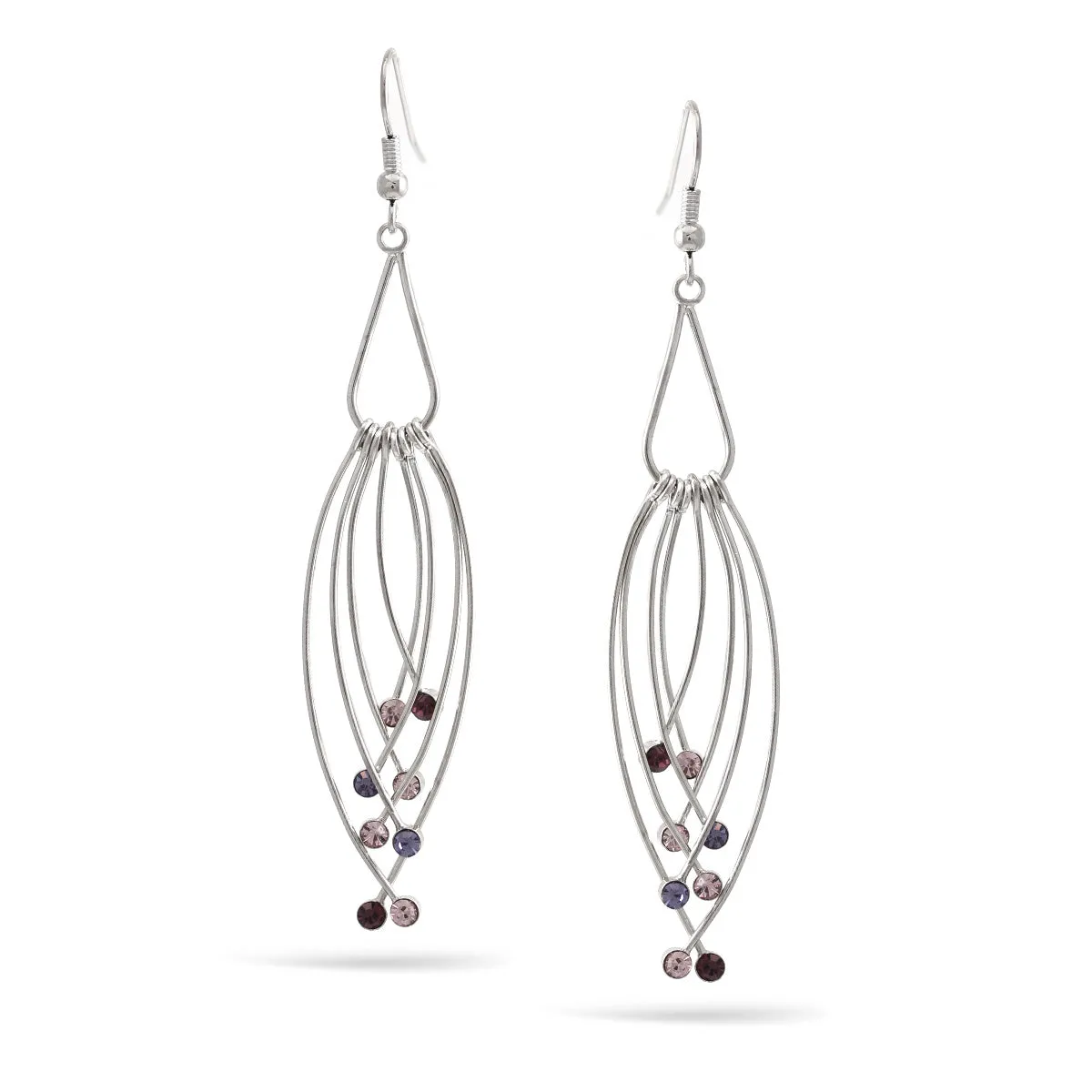 SILVER CRYSTAL DROP EARRINGS #NKFW138