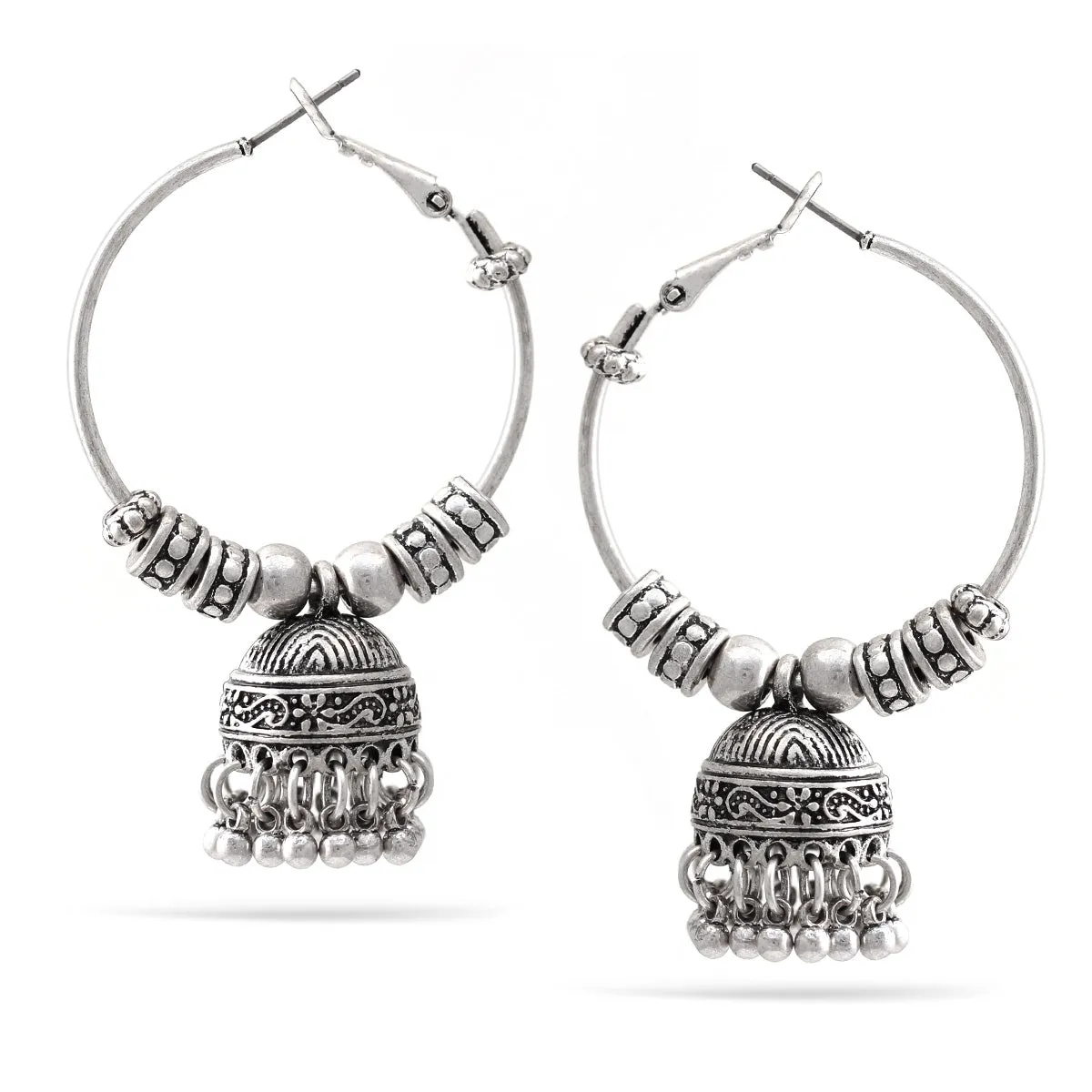 SILVER DOGRA JHUMKA CHANDELIER HOOP EARRINGS #SQ312-78