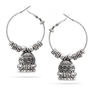 SILVER DOGRA JHUMKA CHANDELIER HOOP EARRINGS #SQ312-78