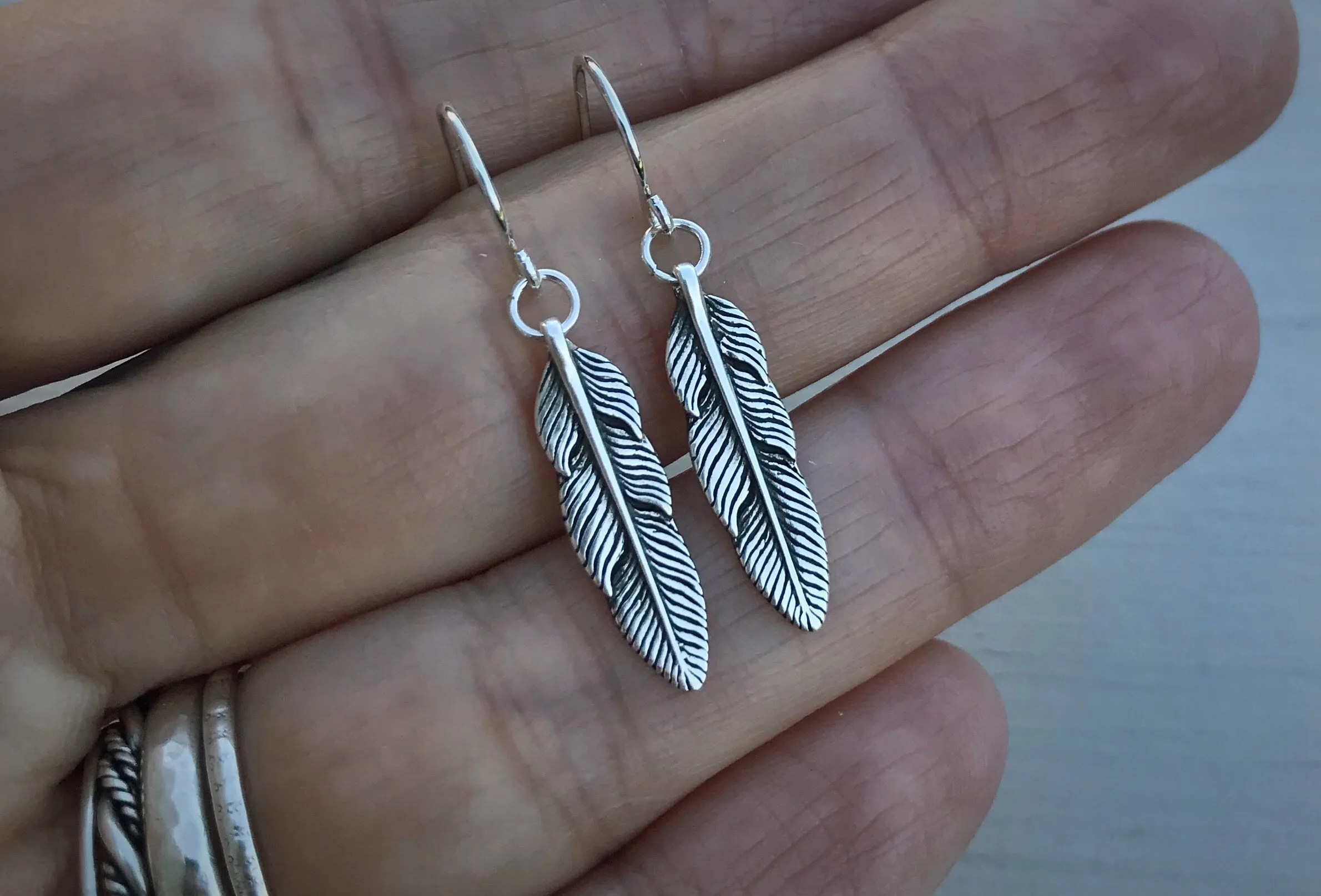 Silver Feather Earrings
